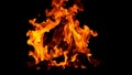 Stunning isolated perfect fire over black background design element. Royalty Free Stock Photo