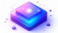 A stunning isometric render of a layered futuristic platform featuring a vibrant gradient transition from bright magenta and pink Royalty Free Stock Photo
