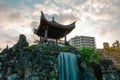 Stunning Japanese pagoda situated in the Fukushuen Garden in Naha, Okinawa, Japan Royalty Free Stock Photo