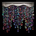 Stunning Jewelry Display with Cascading Gemstone Waterfalls in a Twilight Setting