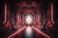 Stunning 8K Artwork: Award-Winning Neon Symmetry in Pale Pink and Light Gray with Glowing Defocused Walls and Shiny Illuminated S&