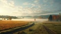 Stunning 8k Autumn Countryside Landscape With Fog Royalty Free Stock Photo