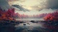 Stunning 8k Autumn Landscape: A Foggy, Beautified Nature Tapestry