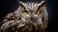 Stunning 8k Close-up Image Of An Owl With Striking Yellow Eyes