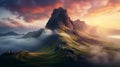 Stunning 8k Fantasy Landscape: A Majestic Sunset Over Mountain Peaks