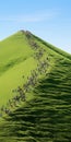 Stunning 8k Footage Of People Ascending A Lush Green Hill