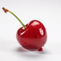 Stunning 8k Photo Of Cherry With Captivating Droplets On White Background