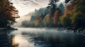 Stunning Autumn River With Fog: A Captivating Scottish Landscape