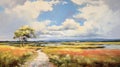 Yellow Path In The Countryside: A Majestic Landscape Painting By David Dean Macintyre