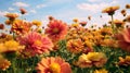 Vibrant Sunflower Field: A Colorful Display Of Nature\'s Beauty Royalty Free Stock Photo