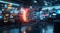 Stunning 4K visual of an advanced AI data processor illuminated in a high-tech laboratory