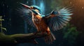 Stunning Kingfisher Wallpaper: Free Concept Art With Realistic Impressionism Royalty Free Stock Photo