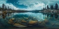 Stunning Lake Landscape Panoramic View of Serenity and Reflection Royalty Free Stock Photo