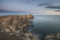Stunning landscape image of cliffs around St Govan`s Head on Pem