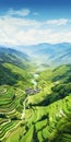 Stunning Valley Scenery: Photorealistic Rendering Of Rice Fields And Terraces Royalty Free Stock Photo