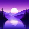 stunning landscape minimalism Purple View of the lake and