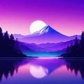 stunning landscape minimalism Purple View of the lake and