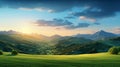 Stunning 8k Summer Landscape: Mountains, Rolling Hills, And Sunrise