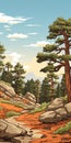 Juniper Forest: A Vibrant Cartoon Illustration Of Rocky Mountain Wilderness