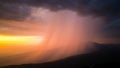 Sunset Rain Over Mountains Royalty Free Stock Photo