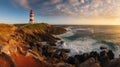 Stunning Sunset Lighthouse Artwork In The Style Of John Wilhelm And Amadeo De Souza-cardoso