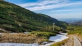 Scenic landscape of Tatra National Park with mountains in sunny spring day with blue sky nearby Zakopane village, Poland Royalty Free Stock Photo