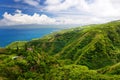 Stunning landscape view seen from Waihee Ridge Trail, overlooking Kahului and Haleakala, Maui, Hawaii