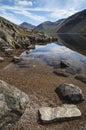 Stunning landscape of Wast Water and Lake District Peaks on Summ