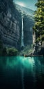 Stunning Landscape Waterfall With Boat In A Cave - Hd Stock Photo