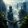 Stunning landscape of Zhangjiajie national park in China. Beautiful illustration