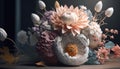 Botanic Garden: A Festive Bouquet of Fresh Blooms in Vintage Decor - ai generated Royalty Free Stock Photo