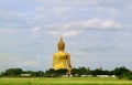 Large Golden Buddha Image of Wat Muang Temple View from the Back, Ang Thong Province of Thailand Royalty Free Stock Photo
