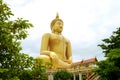 Stunning Large Golden Sitting Buddha Image at Wat Muang Temple in Ang Thong Province of Thailand Royalty Free Stock Photo