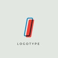 Stunning Letter I with 3d color contour, minimalist letter graphic for modern comic book logo, cartoon headline