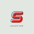 Stunning Letter S with 3d color contour, minimalist letter graphic for modern comic book logo, cartoon headline