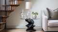 Modern Glass Sculpture Side Table With Table Lamp In London
