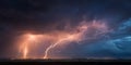 Stunning Lightning Storm Photography Night Sky Electrifying Panorama Royalty Free Stock Photo