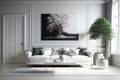 Modern White Sofa Living Room - Generative AI