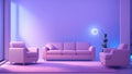 A Stunning Living Room With A Pink Couch And Two Chairs AI Generative
