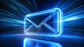 Stunning Long Exposure Email Marketing Photography Visualizing Digital Communication with a Dynamic Blue Background
