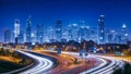 A stunning long exposure photograph of the Chicago skyline at night Royalty Free Stock Photo