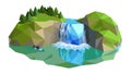 Stunning Low Poly Waterfall Landscape, vector design Generative AI Royalty Free Stock Photo
