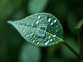 Microchip on a Dewy Leaf: Green Technology Concept Royalty Free Stock Photo