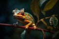 Colorful Chameleon on Jungle Twig Royalty Free Stock Photo