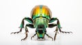 Metallic Jewel Beetle Front View on White. Generative AI