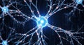 Detailed close-up of glowing neurons and neural network connections in the brain Royalty Free Stock Photo