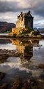 Stunning Marsh Photo Of Eilean Donan Castle In Scotland Royalty Free Stock Photo