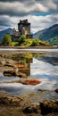 Stunning Marsh Photo Of Eilean Donan Castle In Scotland Royalty Free Stock Photo
