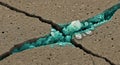 Microscopic view of crystal growth in concrete crack Royalty Free Stock Photo