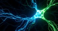 Glowing synapse with electric blue and green energy Royalty Free Stock Photo